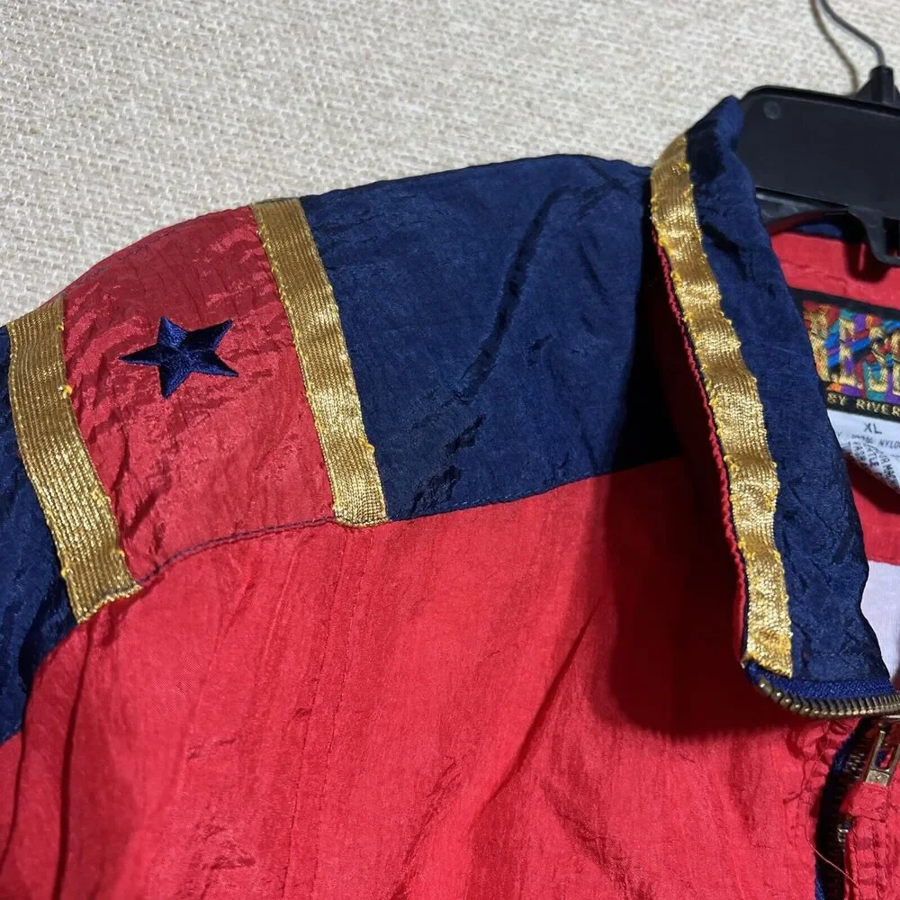 VINTAGE R.E. Sport Windbreaker Jacket Adult XL Red Shoulder Pads Nylon 80s 90s